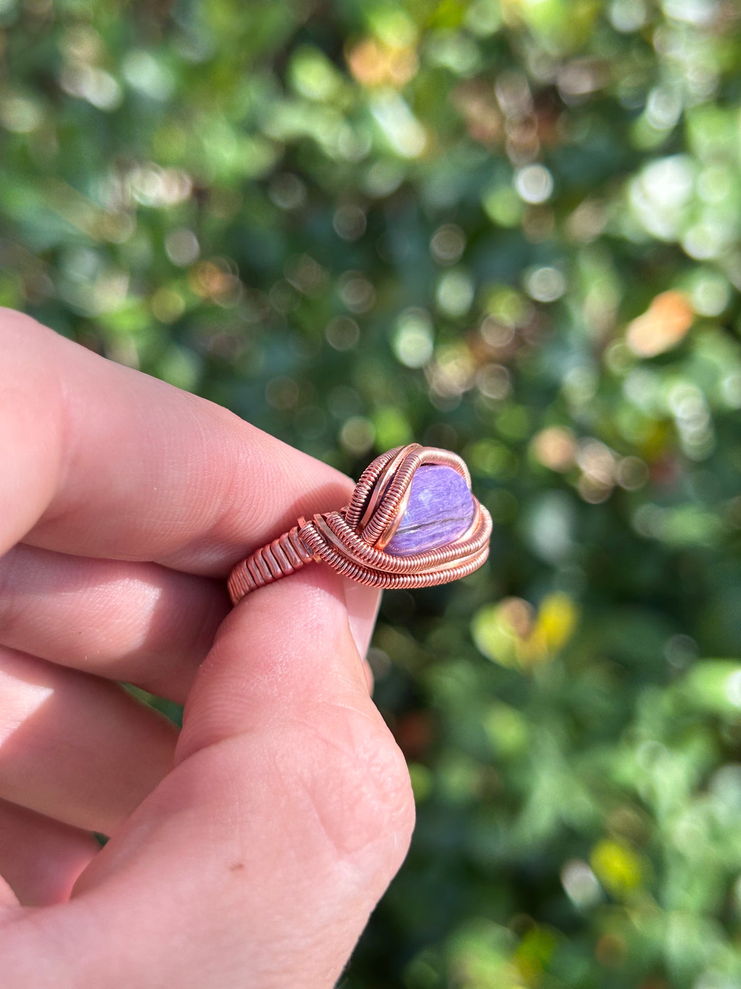 Charoite Wire-Wrapped ring Size 6