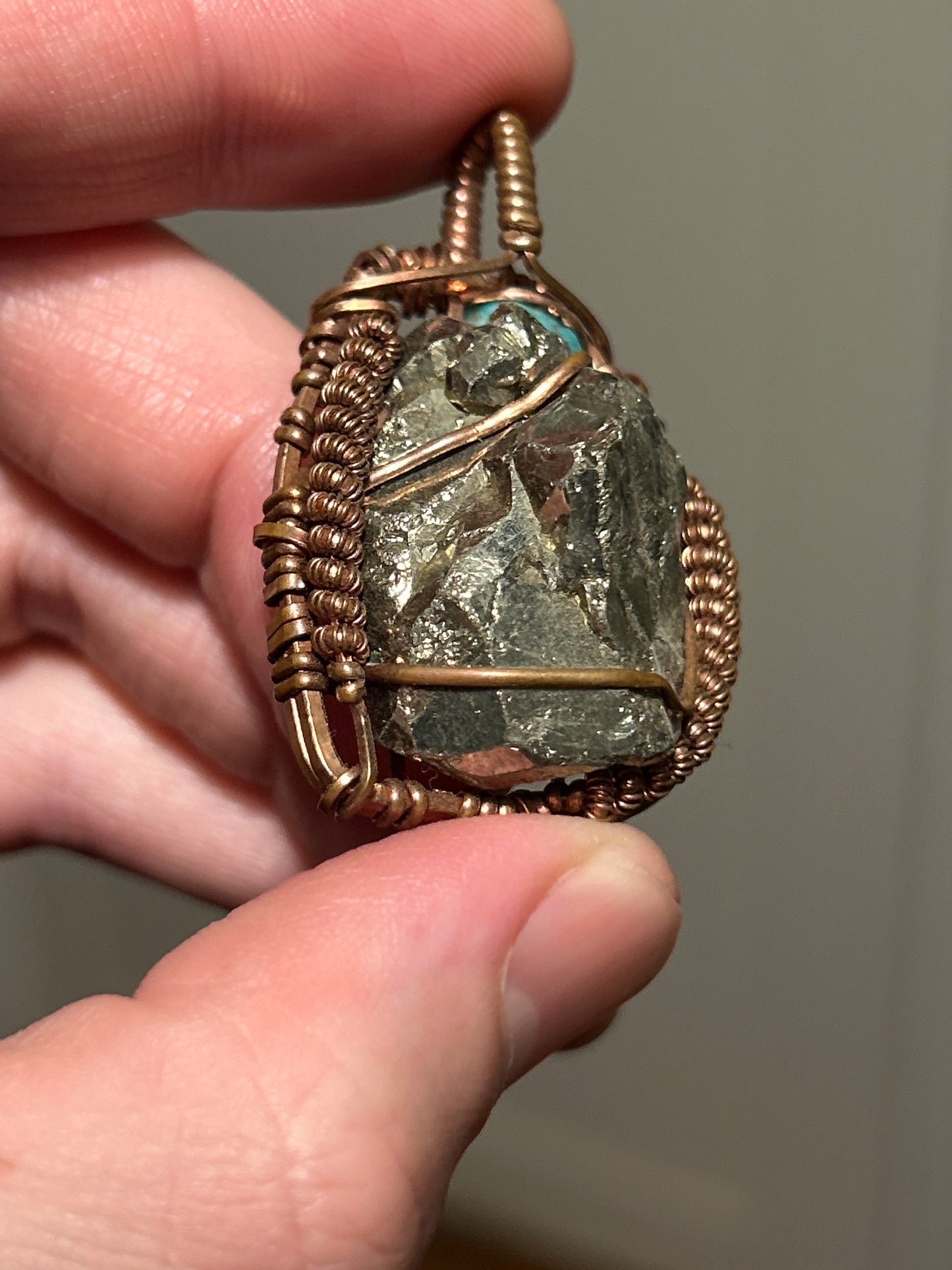 Pyritohedral Pyrite x Nevada Turquoise Necklace