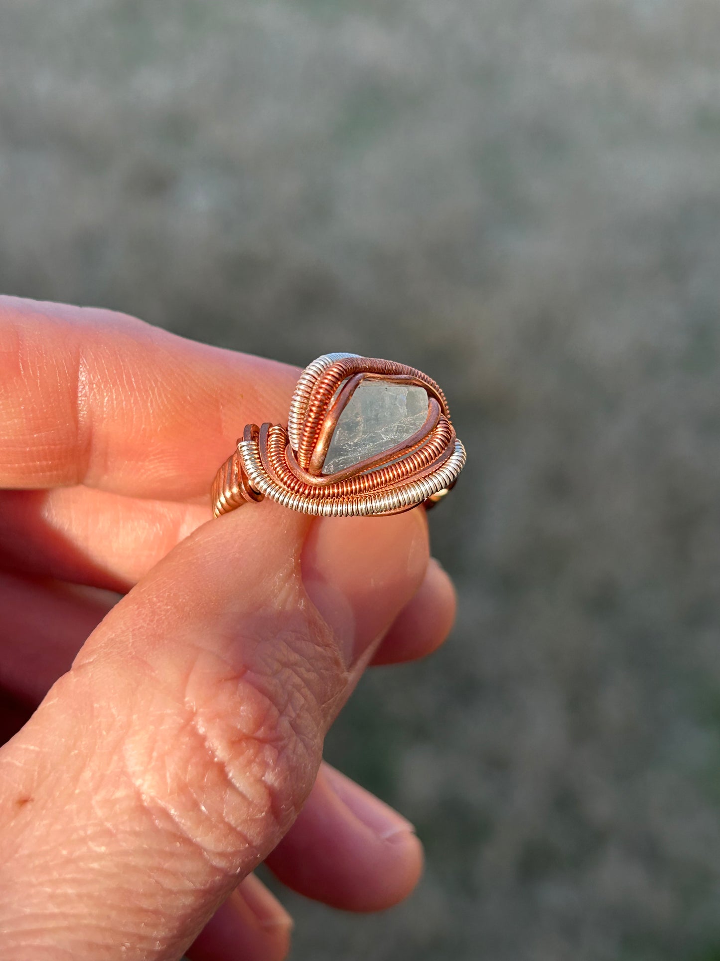 Vietnamese Aquamarine Wire Wrapped Ring