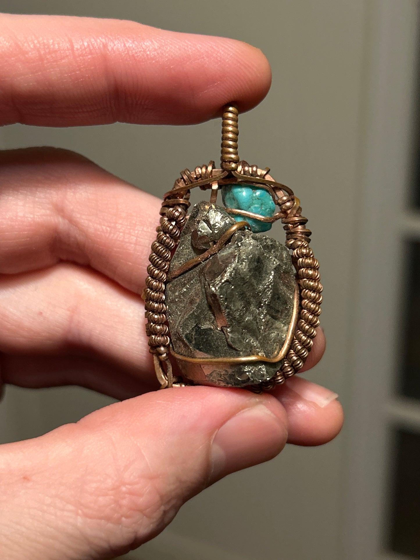 Pyritohedral Pyrite x Nevada Turquoise Necklace