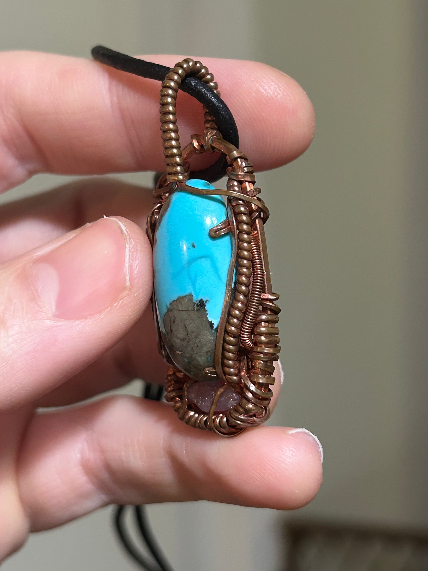 Iranian Turquoise x Tanzania Pink Sapphire necklace