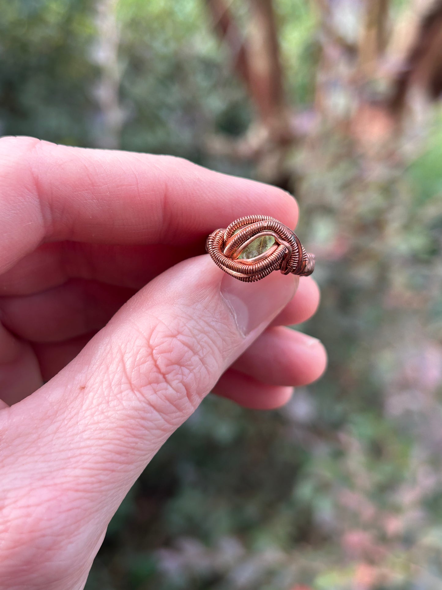 Peridot Wire Wrapped Ring size 4.5