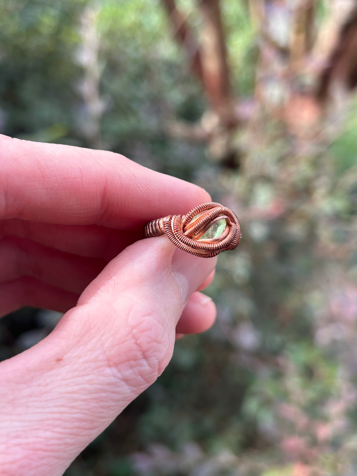 Peridot Wire Wrapped Ring size 4.5