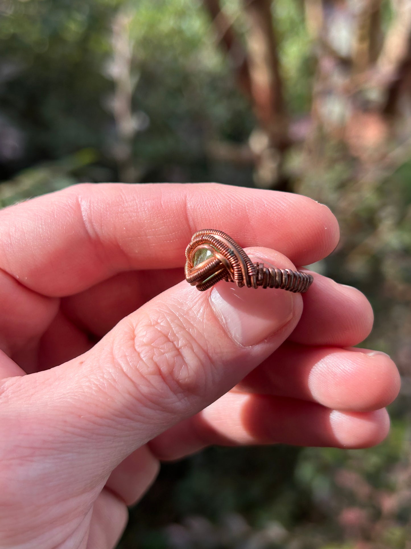 Peridot Wire Wrapped Ring size 4.5