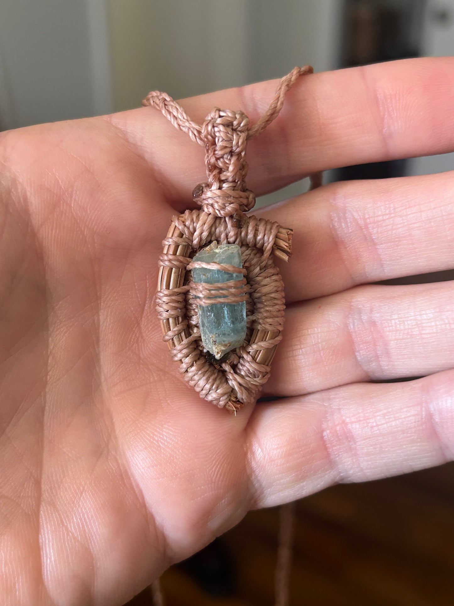 Aquamarine Pine Needle Necklace