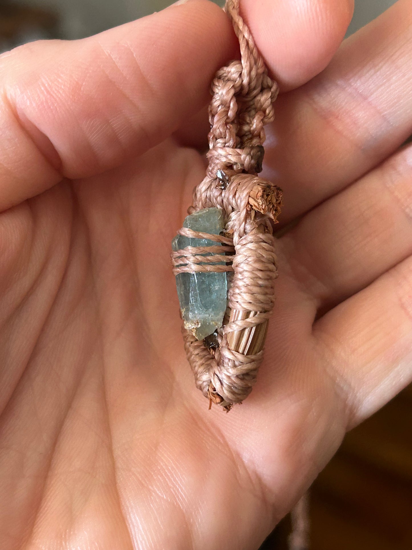 Aquamarine Pine Needle Necklace