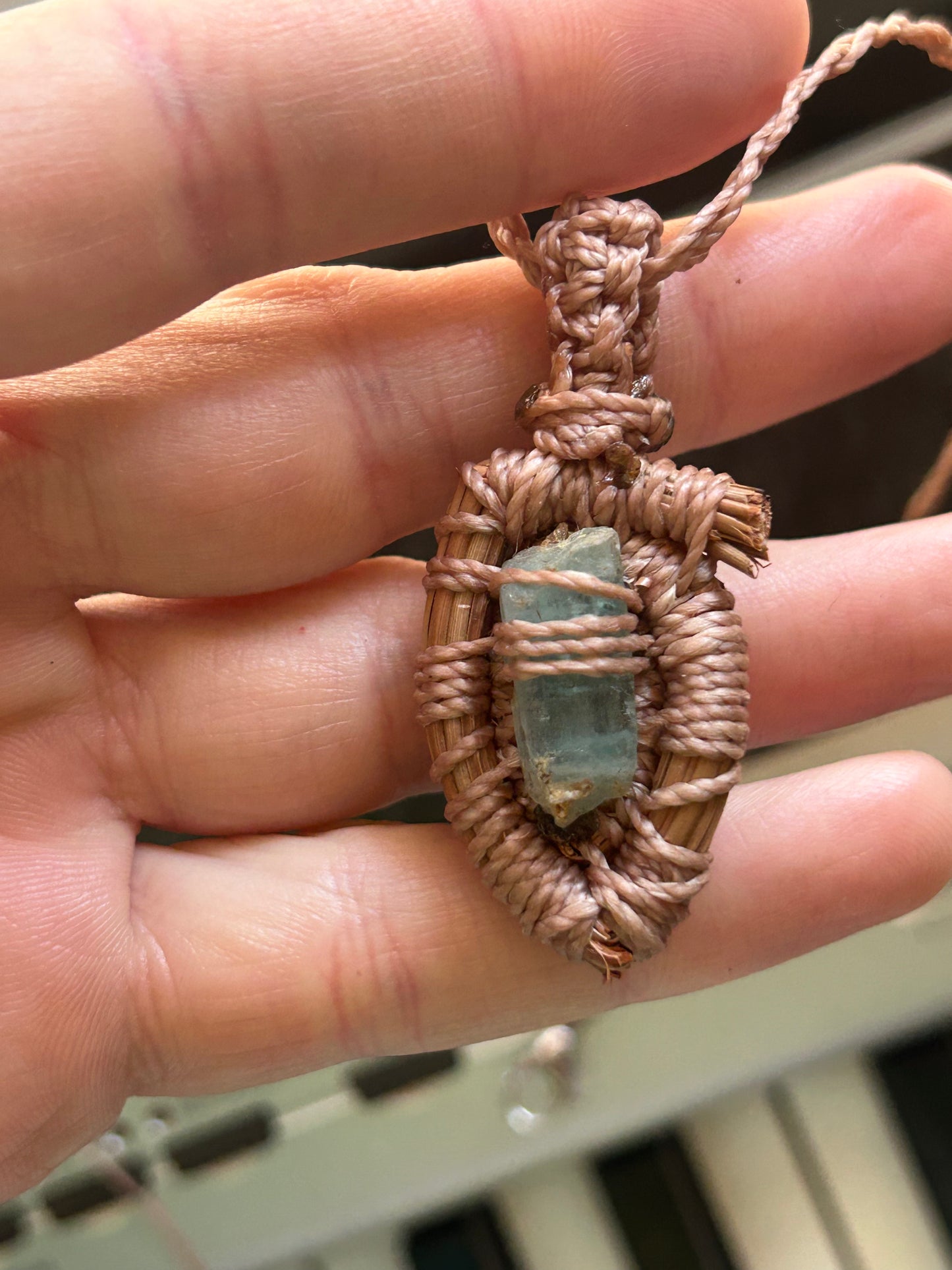 Aquamarine Pine Needle Necklace