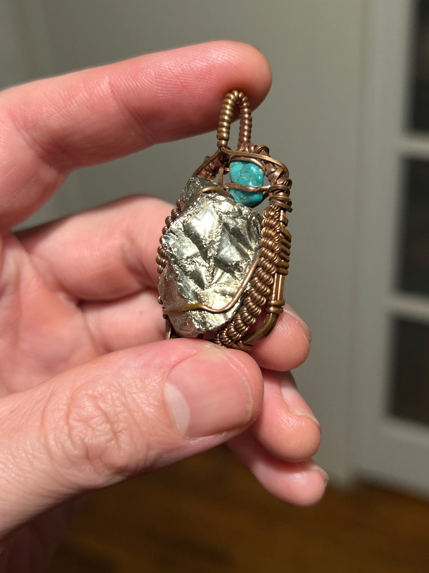 Pyritohedral Pyrite x Nevada Turquoise Necklace