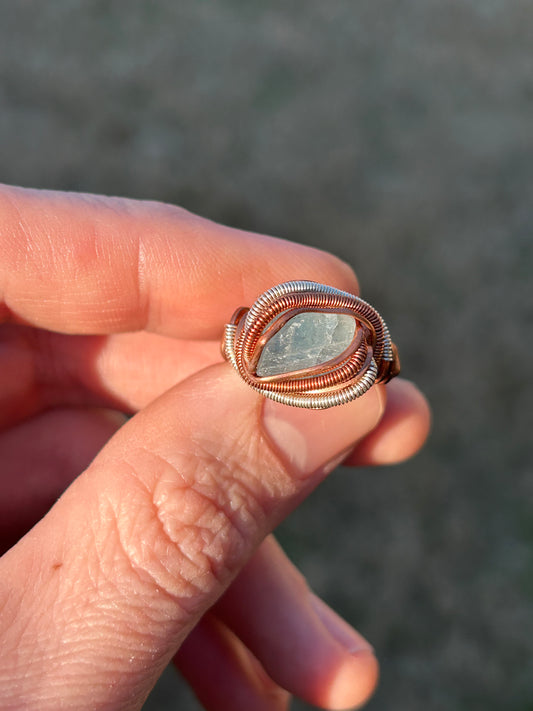 Vietnamese Aquamarine Wire Wrapped Ring