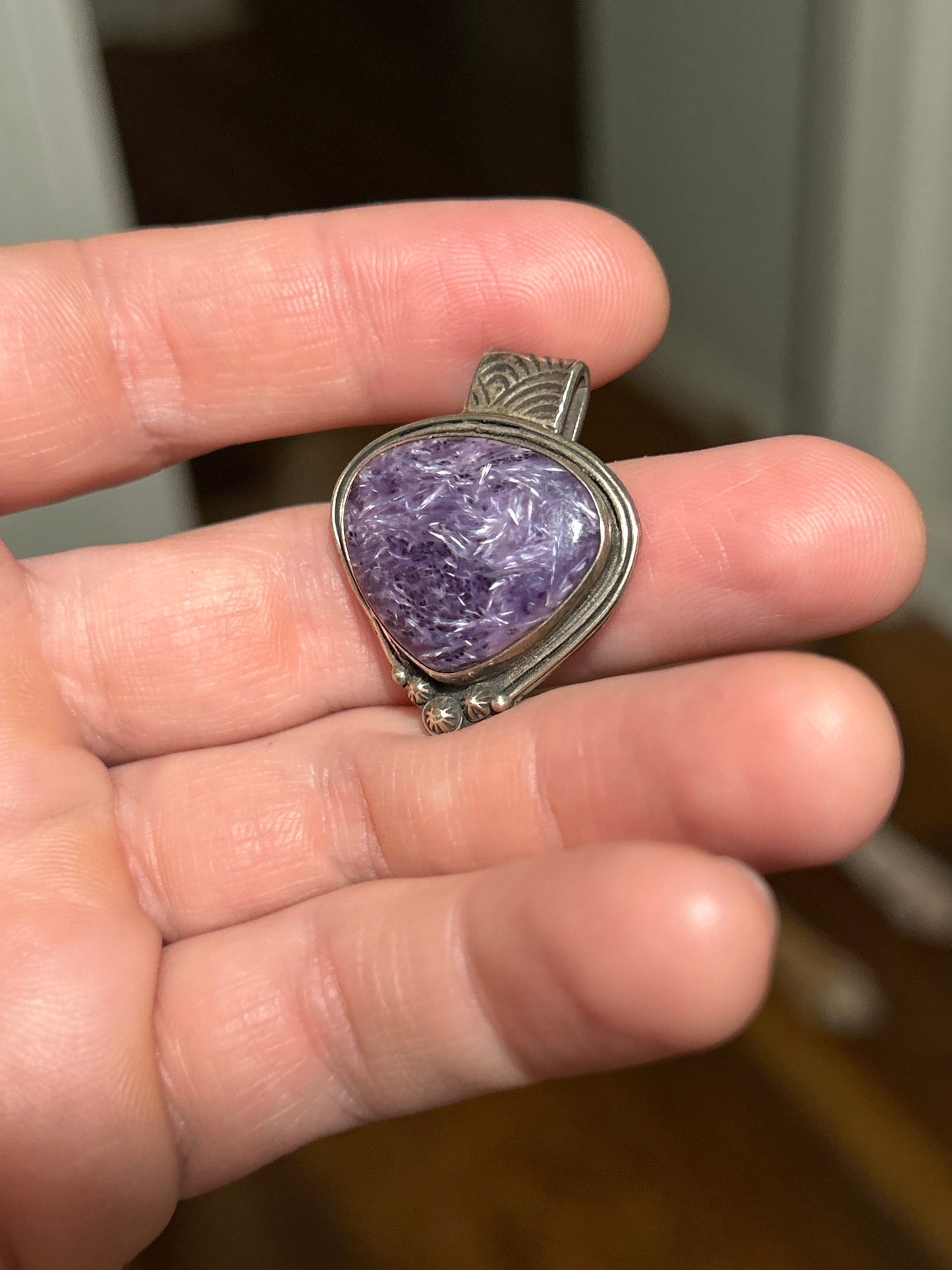 Charoite Silver Pendant