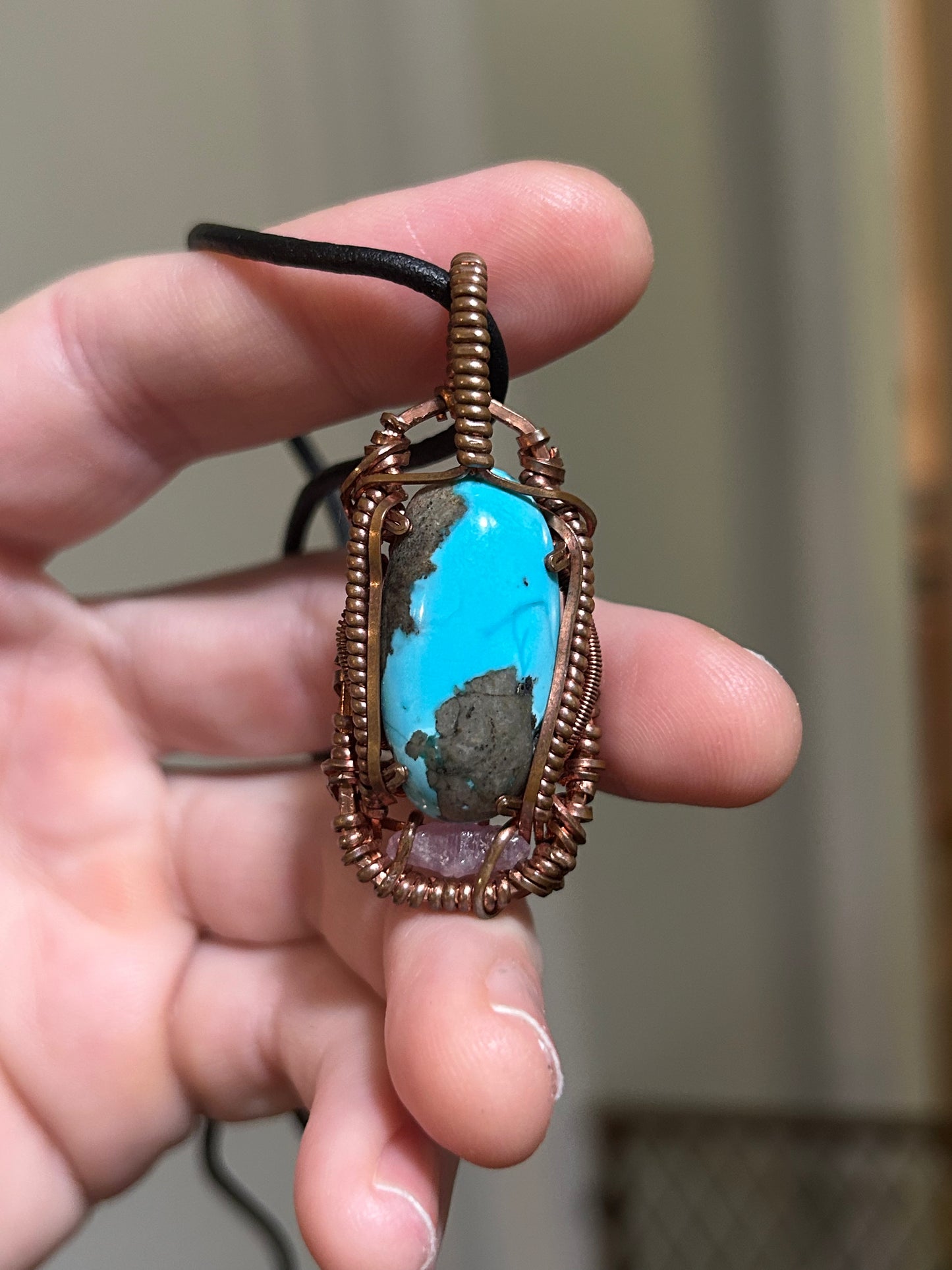 Iranian Turquoise x Tanzania Pink Sapphire necklace