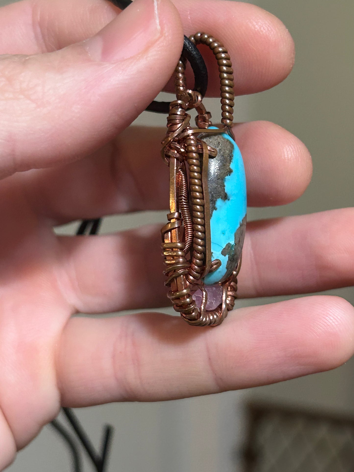 Iranian Turquoise x Tanzania Pink Sapphire necklace