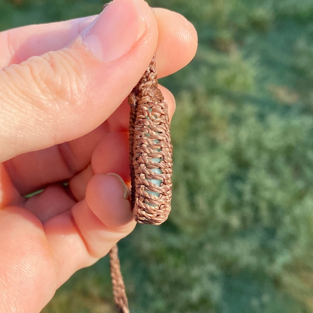 Colorado Amazonite Macrame Necklace in brown