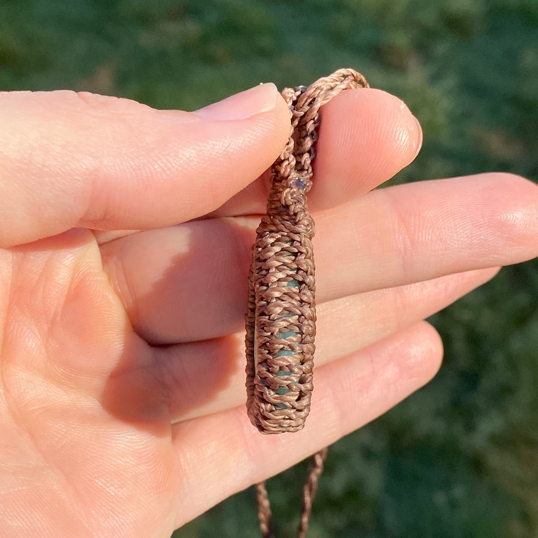 Colorado Amazonite Macrame Necklace in brown
